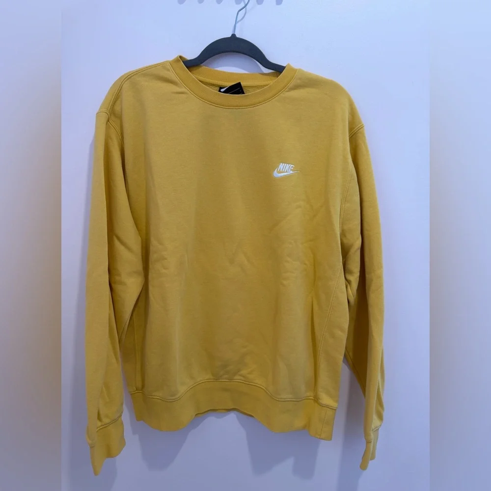 Nike Mustard Yellow Crewneck Sweatshirt with White Swoosh